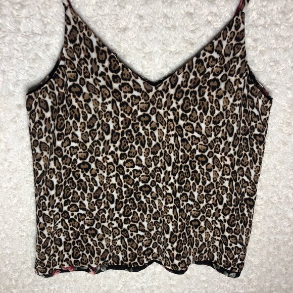 White House Black Market Leopard Print Cami‎ Top Floral Trim Sleeveless MP - Picture 4 of 10